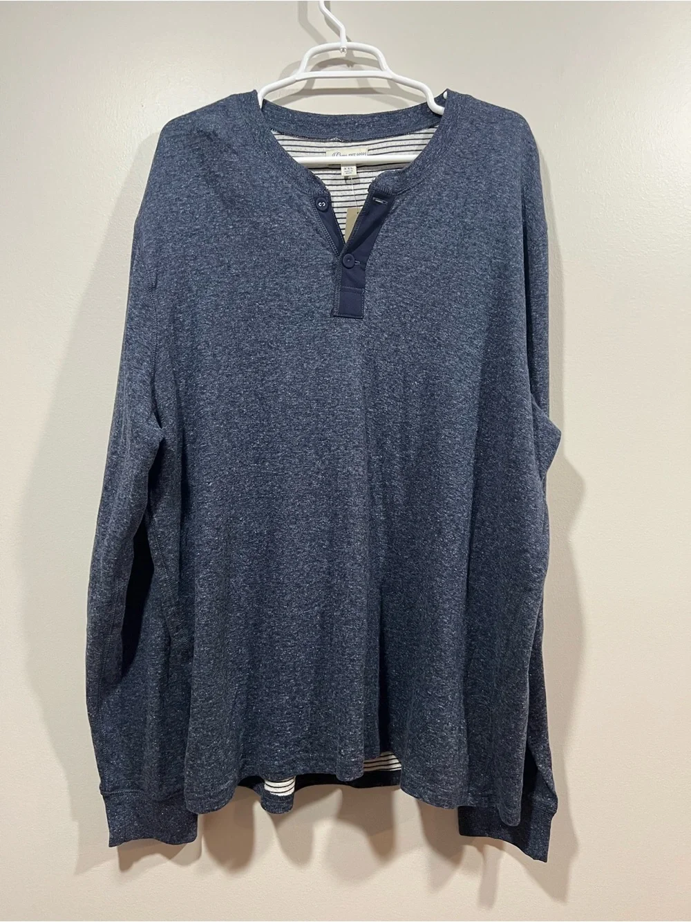 J. Crew Men's Navy Double Knit Henley Long-Sleeve Shirt XXL